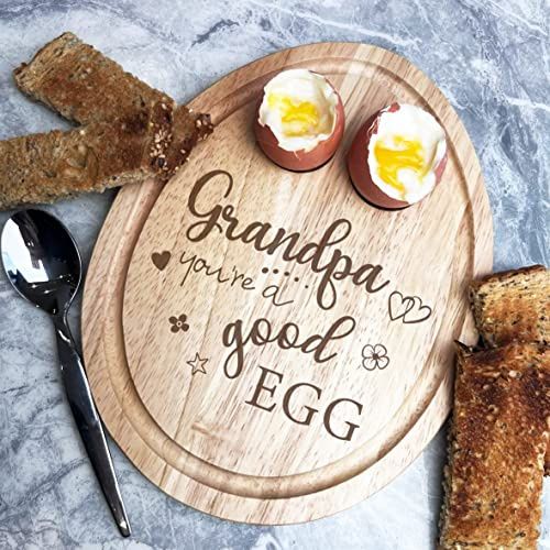 Fingerprint Designs Boiled Eggs & Toast Grandpa Good Egg Breakfast Board - Gift for Grandpa - Birthday Present Idea