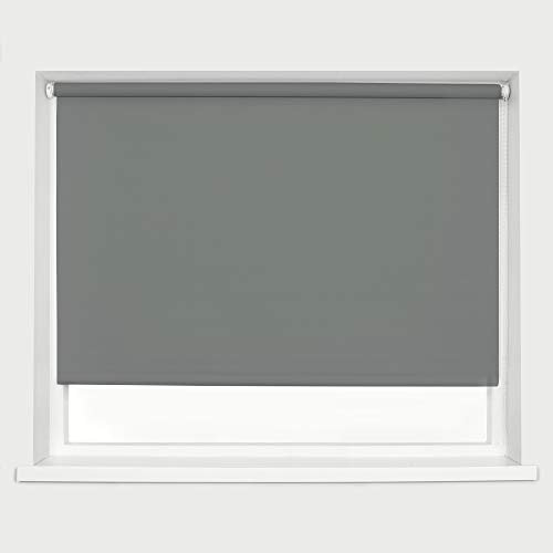 Dark Grey Blackout Roller Blinds Thermal Blackout Material Metal Brackets & FIttings 25mm Roller Tube Easy Fit Child Safe Bedroom Office180cm Width x 160cm Length