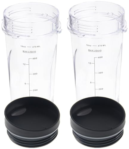 Ersatz-Mixerbecher für Ninja BL660 BL770 QB3001SS 473 ml Einzelportionsmixer 473 ml Becher Ersatzteile für Ninja Mixer mit Deckel, passend für Ninja BL780 BL810 BL820 BL830 QB3000 QB3000QBK QB3000QBK