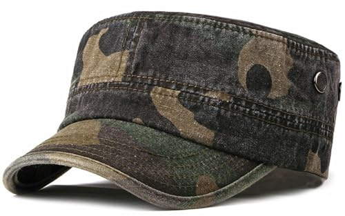 BABAHU Gorras militares de algodón lavado, diseño único, Z-Camuflaje verde, Talla única