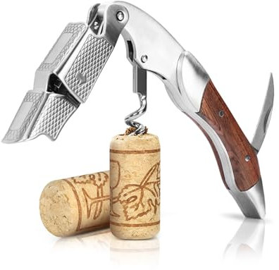 XBOGO Cavatappi Sommelier - Cavatappi di qualità per uso professionale con apribottiglia e tagliacapsule - apribottiglie，3-in 1 Palissandro Naturale Apribottiglie Acciaio Inossidabile