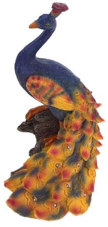 Milisten Harz Pfau Statue Ornament Hof Licht Garten Dekoration Solar-powered Pfau Skulptur
