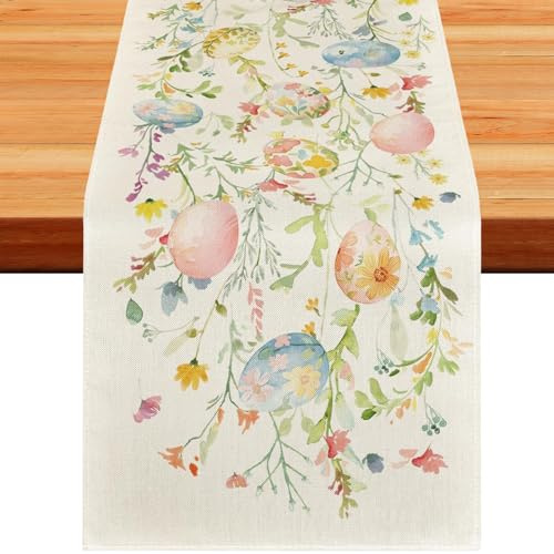 Camino de Mesa Pascua, Mantel Huevos Pascua, 33 x 183 cm Mantel de Conejos de Pascuas, Decoraciones de Mesa de Cocina de Primavera para Decoraciones de Fiesta de Pascuas/A