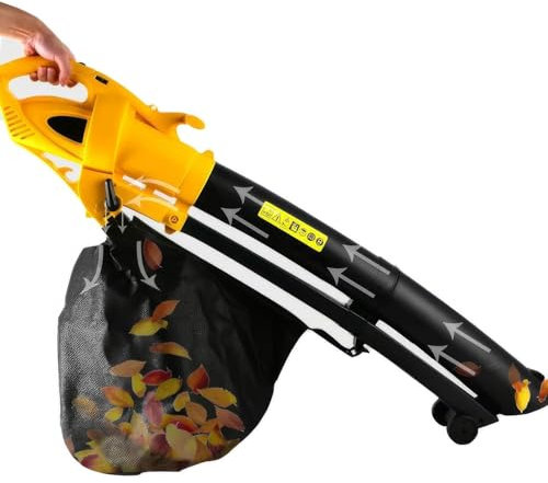 Soplador y aspirador eléctrico para hojas de jardín 3 en 1, trituradora y aspiradora de 3000 W con bolsa recolectora de hojas de 35 L, 6 niveles de ajuste, relación de trituración de 10:1, para el c