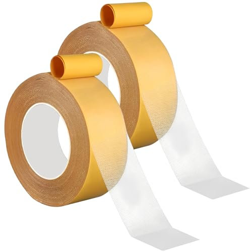 Jortmrd 2 Rolls Ruban Adhésif Double Face Extra Fort 3cm x 20m Double Face Moquette | Déchirable à la Main & Décollable Sans Traces | Transparent pour Moquette, Mur, Loisirs Créatifs
