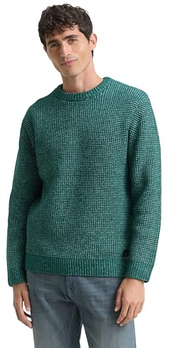 TOM TAILOR 1048801 Pull-Over, 37090-Dark Green Melange White Core, L Homme