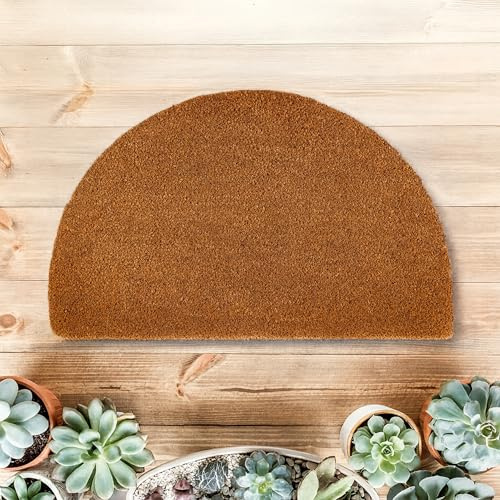 Carpido Tapis de Coco - 50 x 80 cm Demi-Cercle 16mm Naturel - Tapis de Chaussures pour l'intérieur et l'extérieur Couvert - 100% Coco paillasson entrée
