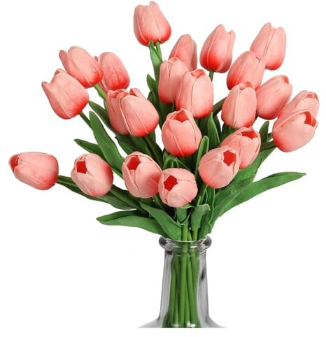 PJQUEKAIPJ Nearly natural 10 branchs Artificial Flower Real Touch Tulip Scrapbooking Vase for Home Decor Wedding Garden Arch Garland Decor artificial flowers(Champagne)