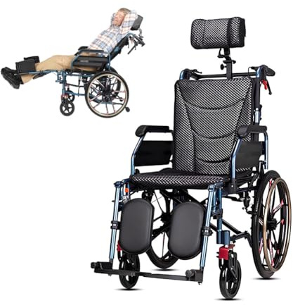 PA-DABAOO Silla De Ruedas Reclinable Con Reposacabezas Extraíble, Silla De Ruedas Plegable Con Respaldo Alto Para Adultos Y Ancianos, Sillas De Ruedas De Viaje Ligeras