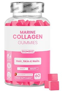 Collagen Gummies for Hair, Skin & Nails with Biotin, Vitamin C & Hyaluronic Acid – Delicious Strawberry Flavour, 60 Gummies – GUMEEZ