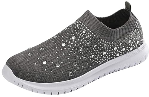 Sommarskor, dam, eleganta med glitter, sneakers, dam, sommar, fritidsskor med strass, sportskor, slip-on, promenadskor, andas, löparskor utan skosnören, sneakers, bekväma slip-on