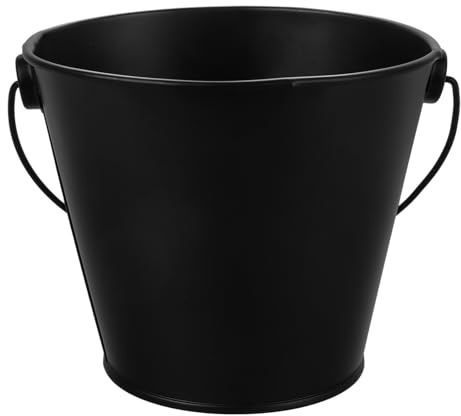 Uonlytech Secchio Raccogli-Gocce per Griglia in Lamiera Nera 8x10,5x12 Cm Secchio per Olio da Griglia Barbecue Accessorio Compatto per Cucina all’Aperto e Picnic
