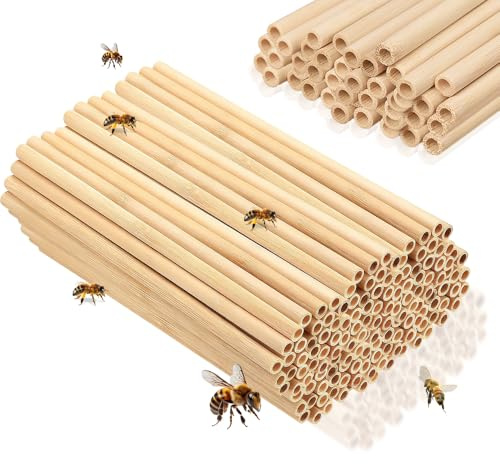 Udbrud 100 pièces Hotel a Insectes Kit Maison d'abeille, Tubes en Bambou 20 cm Longueur 7 und 9 mm de Diamètre Tubes de Nidification pour Hôtel à Abeilles Aide à la Nidification
