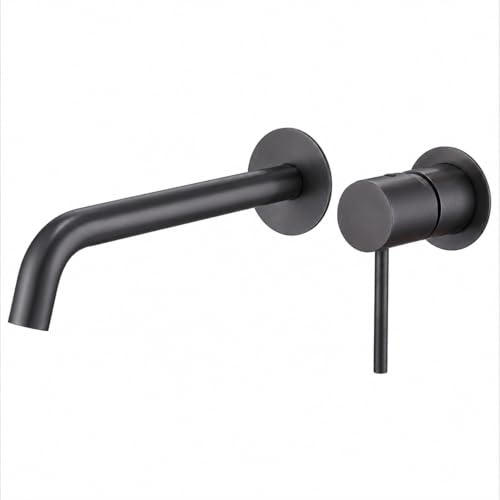 Grifo Lavabo Empotrado Monomando | Mezclador Agua Fría y Caliente con Instalación en Pared y Diseño Moderno | Grifería Baño IMEX Monza (Black gun metal)