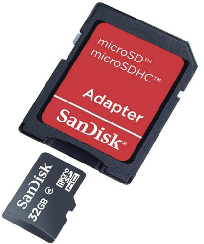 SanDisk 32GB Class 4 MicroSD with microSDHC-SD Adapter, Black