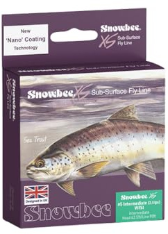 Snowbee XS Sub-Surface Intermediate Fly Line, Aqua, 90 ft, Sink Rate 2.5 ips, Ultra-Low Memory PVC Coating, WF5–WF8, Balanced Taper for Lures and Nymphs in Stillwater Trout Fishing