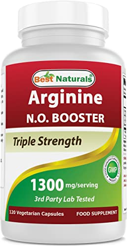 Best Naturals L-Arginine NO Booster Triple Strength 1300 mg Serving 120 Veg Capsules - Made with L-Arginine, AAKG, L-Citrulline, Beet Powder