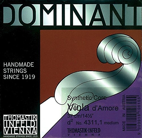 Thomastik Soltera Cuerda para viola d'amore Dominant escala 37 cm, cuerda Re1, Melodicas, Entorchado en perlon 4311.1