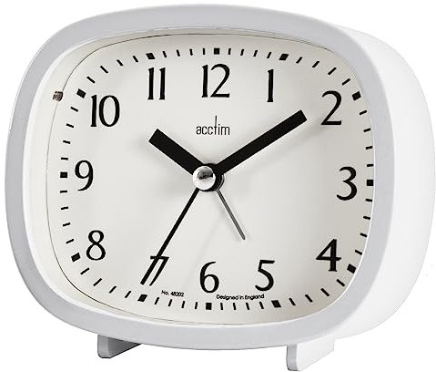 Acctim Hilda Analogue Alarm Clock Non Ticking Sweep Crescendo Alarm Backlight Contemporary White