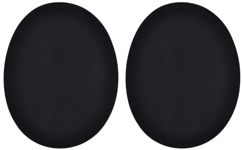 celloexpress Black Faux Suede Elbow Patches Iron-On (2 Pairs) | 140mm x 110mm Oval Patch for Knees Repair Jacket Jumper DIY Clothing