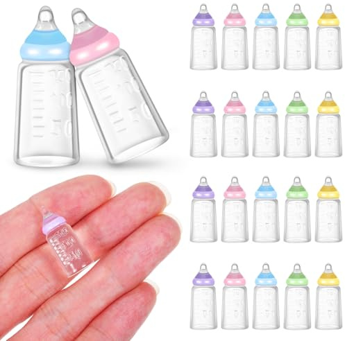 Toddmomy Mini Baby Bottles 30Pcs Fillable Miniature Baby Shower Party Favors Baptism Birthday Decoration Candy Bottles Small Size 0.8X0.4 Inch