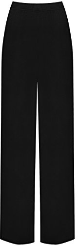 SXME MIGHT SAY Pantalon Palazzo pour femme, jambe large, évasé, élastique, extensible, uni, grande taille, noir