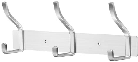 ZUIMENG Appendiabiti da Parete, Attaccapanni da Muro in Acciaio Inossidabile, Appendiabiti da Muro per Ingresso, Cameretta e Bagno (Argento, 3 Gancio 1Pc)
