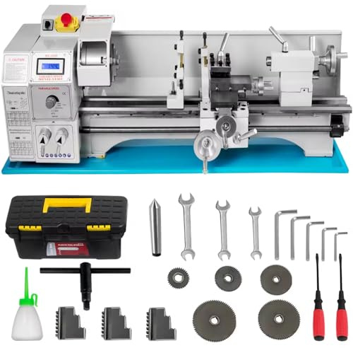 Furvveerr Torno Metálico Pequeño 220x600mm Mini Torno para Metal Mini Torno 750W 50-2250 RPM Tornos Metálicos de Velocidad Variable para Tallar,Cortar y Perforar