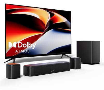 ULTIMEA 5.1ch Soundbar mit Dolby Atmos, 3D Surround Sound System für TV, App Control, Home Theater Sound System, TV Soundbar mit Subwoofer, 2 Surround Lautsprecher, HDMI eARC/Opt/AUX/BT, Aura A50 Pro