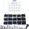 480 Pcs M3 M4 M5 Vis Boulons et Écrous, Boulons Vis à Tête Plate, Vis à Tête Cruciforme, Boulons Vis avec Écrous Assortiment Kit, Vis Boulons à Tête Rondelle, Noire