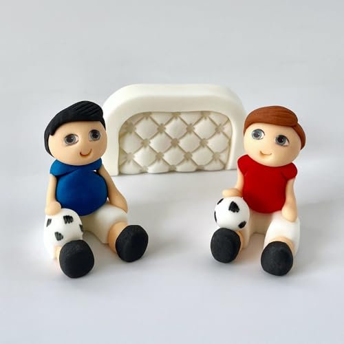 Edible Football Players Cake Toppers-3D Sugar Fondant Figure-Kids Birthday Decorations-Handmade Present