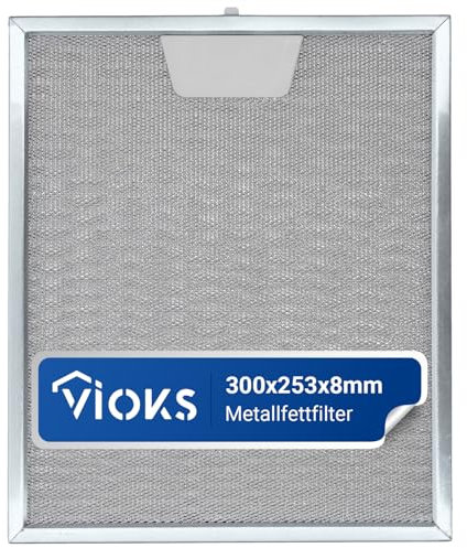 VIOKS Filtre en métal pour hotte aspirante AEG Elеctrolux 50248271004 Faber 133.0017.054 Whirlpool 482000027080 - Filtre à graisse métallique 300 x 253 mm