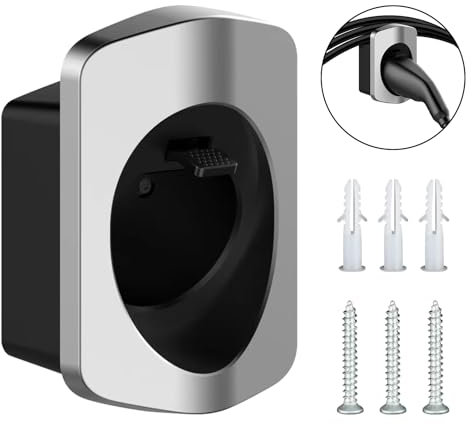PZCC Type 2 EV Charger Holder, Cable Organizer for Electric cars with Type 2 IEC 62196-2 Plug, Wall Mount EV Charging Cable Organizer for Indoor & Outdoor Wall Box Charging Cable Tidy Management