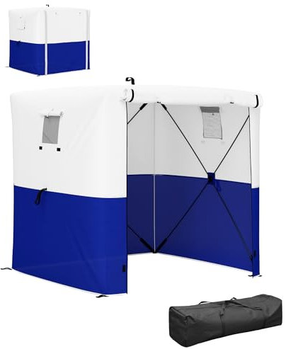 Outsunny Pop Up Gazebo with Sides, 2m x 2m Easy 1 Person Setup Party Tent with Carry Bag, Stakes, Ropes, Folding Multifunctional Instant Shelter, Dark Blue and White