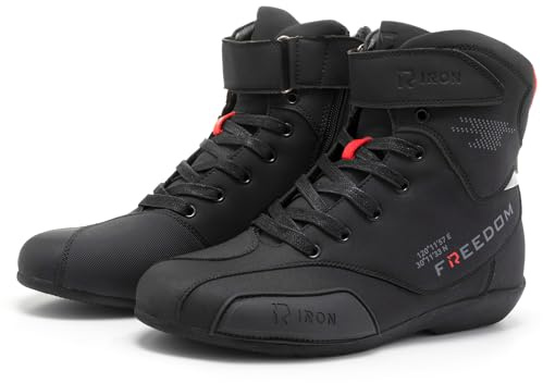 RIDEIRON Motorradschuhe Herren Motorradstiefel Männer Lässige Atmungsaktive Motorrad Schuhe Reissverschluß mit Schaltpolster Rutschfeste Sohle