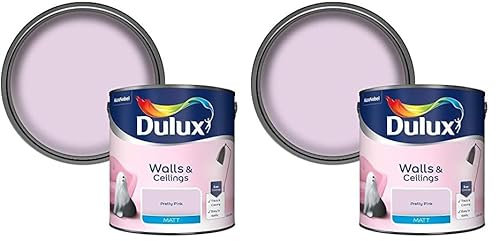 Dulux 500006 Matt Emulsion Paint For Walls And Ceilings - Pretty Pink 2.5L (Pack of 2)