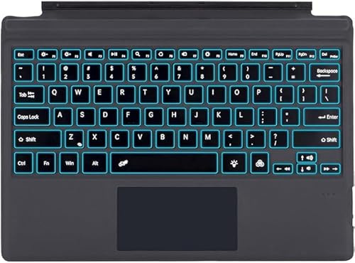 Bluetooth Tastatur für Microsoft Surface Pro 7+ 6 5 4 3 Generation, SIM-Signaturtastatur mit Trackpad, USB-Aufladung, Deutsch (Grau, Hintergrundbeleuchtung)