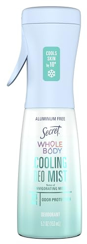 Secret Cooling Aluminum Free Whole Body Deodorant Mist for Women, 24hr Odor Protection, Instant Cooling Relief, Soothes & Revitalizes Skin, PH Balanced Formula, Invigorating Mint Scent, 5.2 fl oz