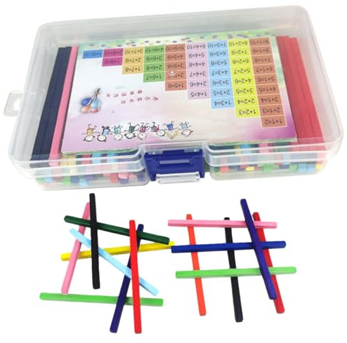 Gatuida Bâtons De Comptage Colorés Éducatifs pour Garçon Et Filles 7,5 Cm 10 Couleurs en Bois Jeu D’Addition Maternelle Outils D’Apprentissage Boîte De Rangement Et Tableau De Calcul