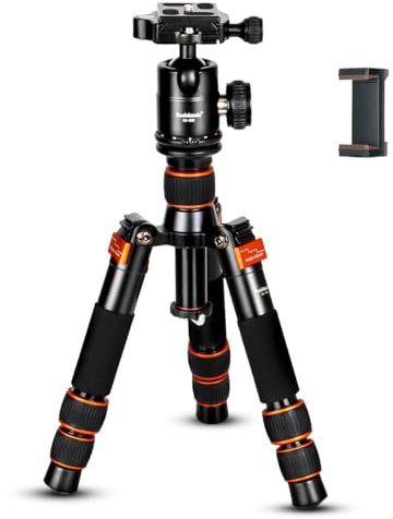 Koolehaoda Mini treppiede da viaggio da 55 cm con testa a sfera a 360°, treppiedi da tavolo compatti in alluminio per fotocamera DSLR, carico fino a 10 kg