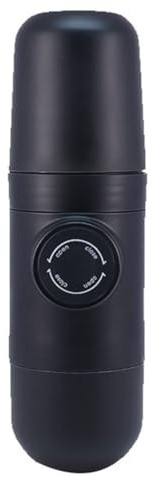 Kivivaka Cafetera espresso manual portátil, 20 x 6 cm, compacta de viaje, con mango plegable, material ABS, compatible con café molido, color negro