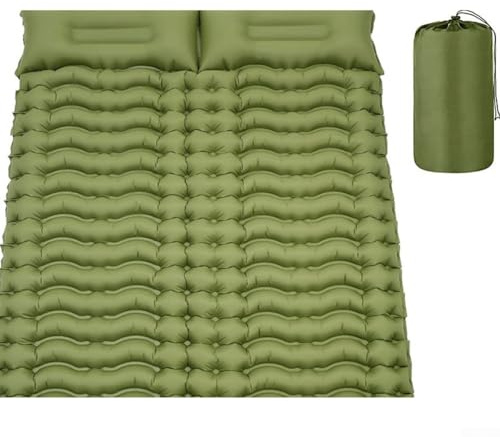 Jotekonoby Matelas gonflable double de camping avec gonflage des pieds – 200 x 140 x 6 cm – Matelas gonflable léger à remplissage rapide pour randonnée en plein air et voyage en polyester