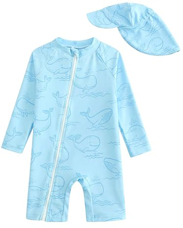 WYTbaby Costume da Bagno Intero UV per Bambini con Chiusura a Cerniera Protezione UV Abbigliamento da Bagno per Neonati Bambini 3 Mesi - 3 Anni, 6-9 Mesi