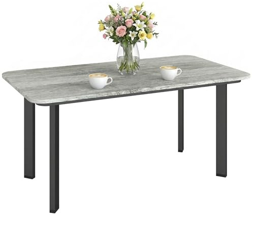 Mesa de centro de exterior Outsunny, mesa de jardín rectangular con tablero de madera sintética a listones, mesa de jardín con estructura metálica para patio, balcón o terraza, 90 x 49 x 40 cm, gris