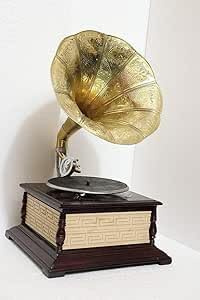 Reproductor de gramófono vintage original, reproductor de música antiguo con disco de grabación y agujas en condiciones de funcionamiento