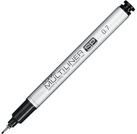COPIC Multiliner SP 0,7 mm, Black, Aluminium Fineliner mit einer feinen Spitze und wasserbeständiger Pigmenttinte