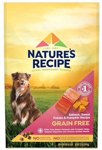 Nature's Recipe Grain Free Dry Dog Food, Salmon, Sweet Potato & Pumpkin Recipe, 12 lb. Bag