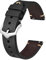 BISONSTRAP Uhrenarmband für Herren, Handgefertigte Stiche Leder Armband, Schnellverschluss, 21mm, Schwarz mit Silberner Schnalle