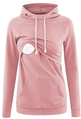 Love2Mi Sudadera de maternidad de manga larga para mujer, A-rosa., M