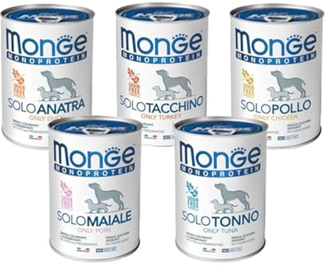 Monge cibo in scatola umido monoproteico per cani 400gr - pacco da 24 lattine 24x400gr (400gr, Anatra)